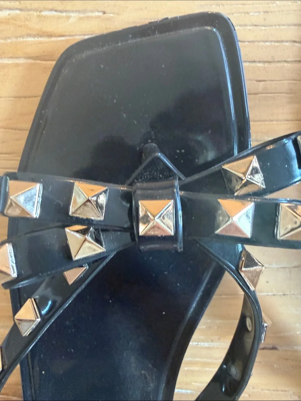 Black Bow Studded Jelly Sandals for Women